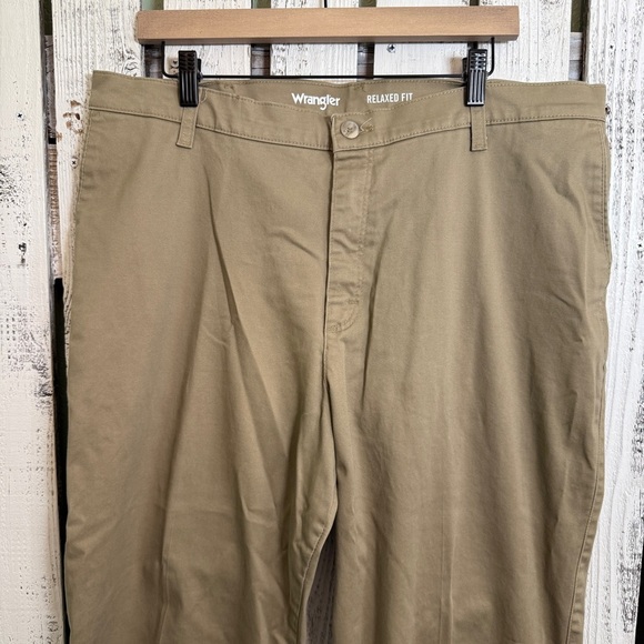Wrangler Dress Pants Flat Front Relaxed Fit Khaki Tan Mens 38x34 Country Western - Picture 4 of 8